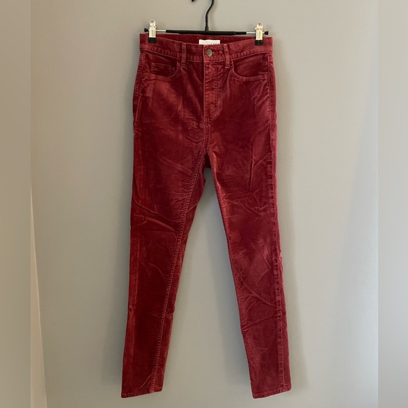 LOFT Velvet Skinny Pants in Rich Bordeaux - size 25 / 0 - Picture 2 of 6